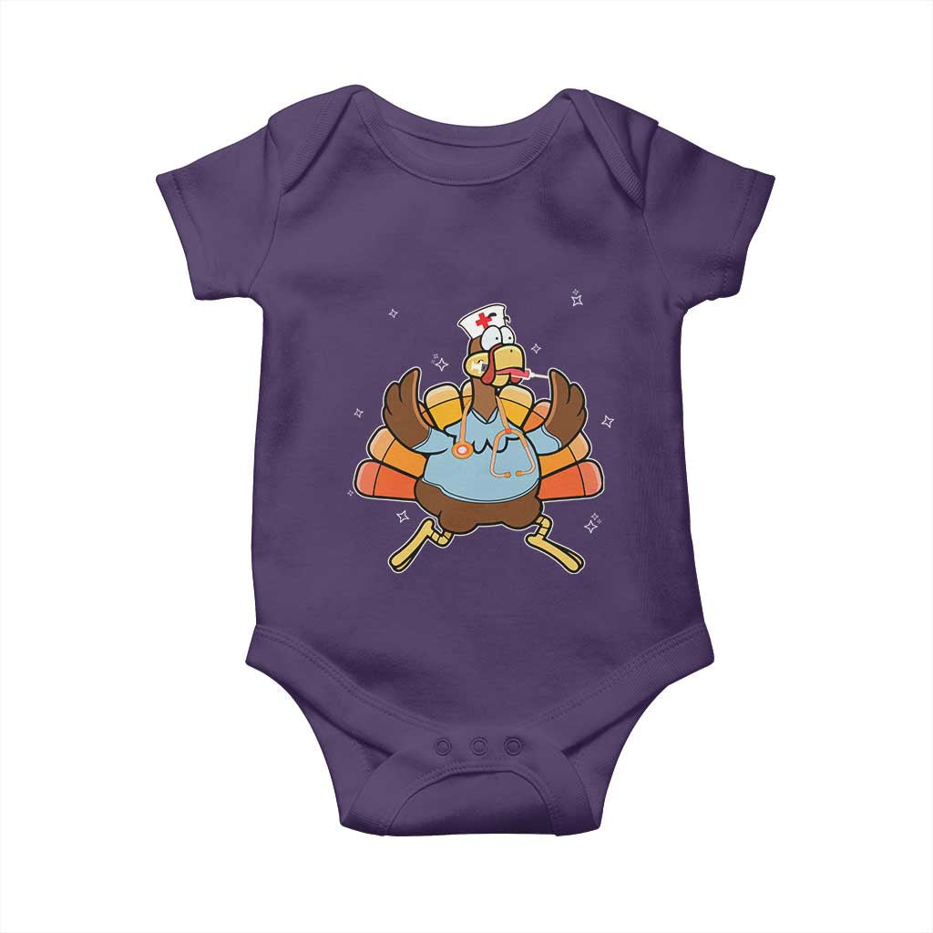Thanksgiving Nurse Turkey Baby Onesie Funny Nursing Student Gift Thankful Nurse Medical Assistant TS10 Purple Print Your Wear