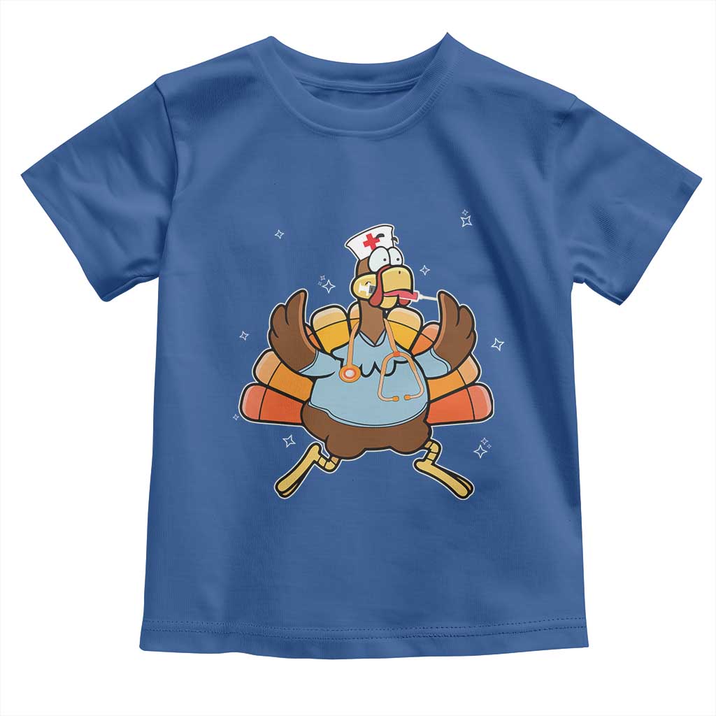 Thanksgiving Nurse Turkey Baby Shirt Funny Nursing Student Gift Thankful Nurse Medical Assistant TS10 Royal Blue Print Your Wear