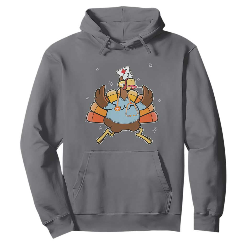 Thanksgiving Nurse Turkey Hoodie Funny Nursing Student Gift Thankful Nurse Medical Assistant TS10 Charcoal Print Your Wear