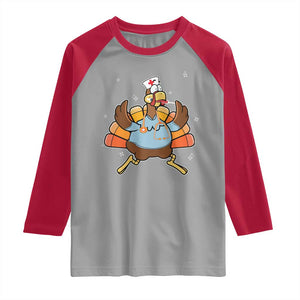 Thanksgiving Nurse Turkey Raglan Shirt Funny Nursing Student Gift Thankful Nurse Medical Assistant TS10 Sport Gray Red Print Your Wear
