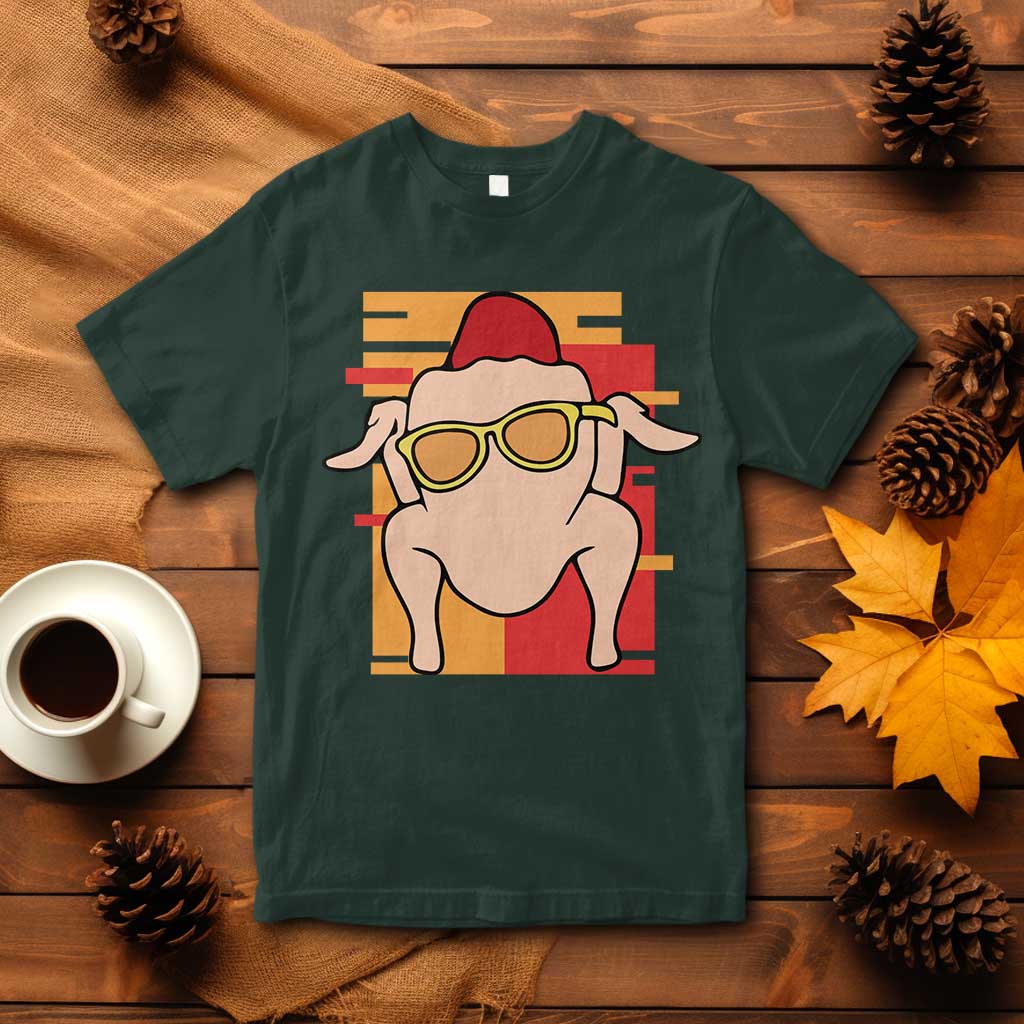 Turkey Thanksgiving T Shirt Funny Fall TS10 Dark Forest Green Print Your Wear