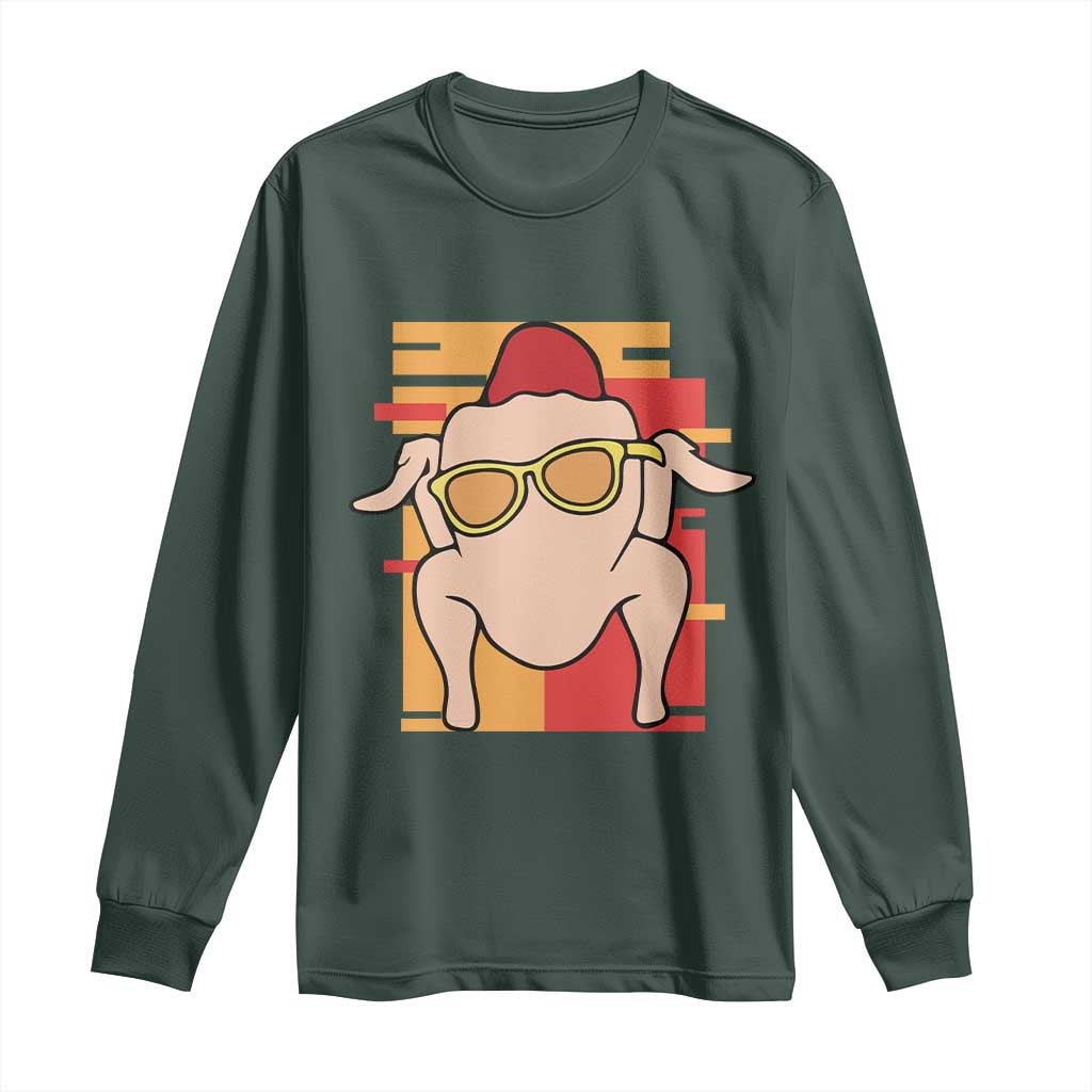 Turkey Thanksgiving Long Sleeve Shirt Funny Fall TS10 Dark Forest Green Print Your Wear