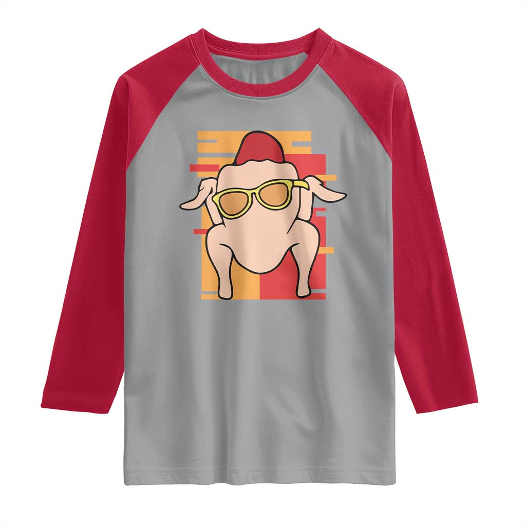 Turkey Thanksgiving Raglan Shirt Funny Fall TS10 Sport Gray Red Print Your Wear