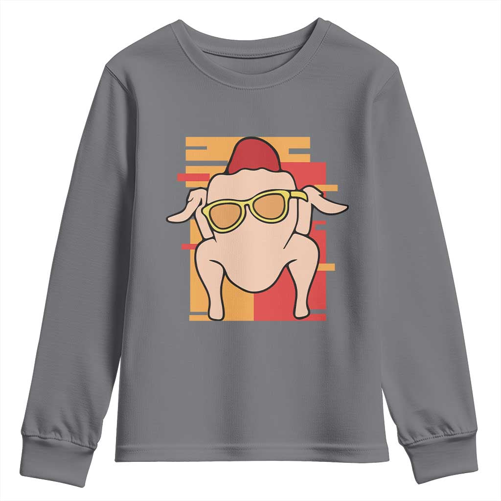 Turkey Thanksgiving Youth Sweatshirt Funny Fall TS10 Charcoal Print Your Wear