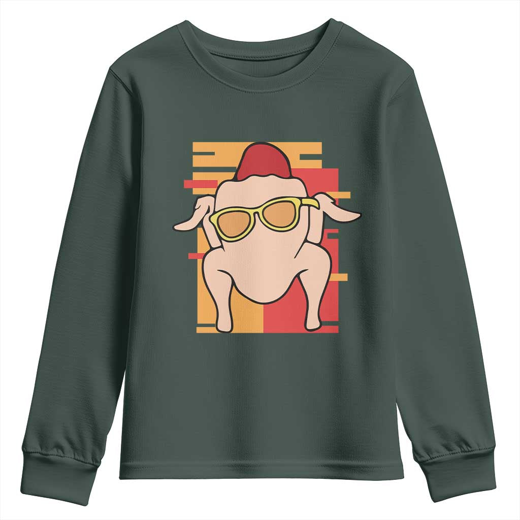Turkey Thanksgiving Youth Sweatshirt Funny Fall TS10 Dark Forest Green Print Your Wear