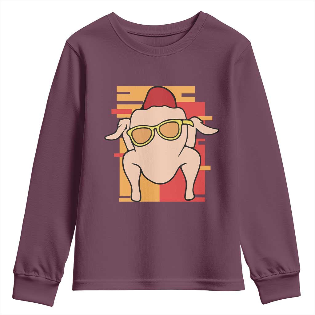 Turkey Thanksgiving Youth Sweatshirt Funny Fall TS10 Maroon Print Your Wear