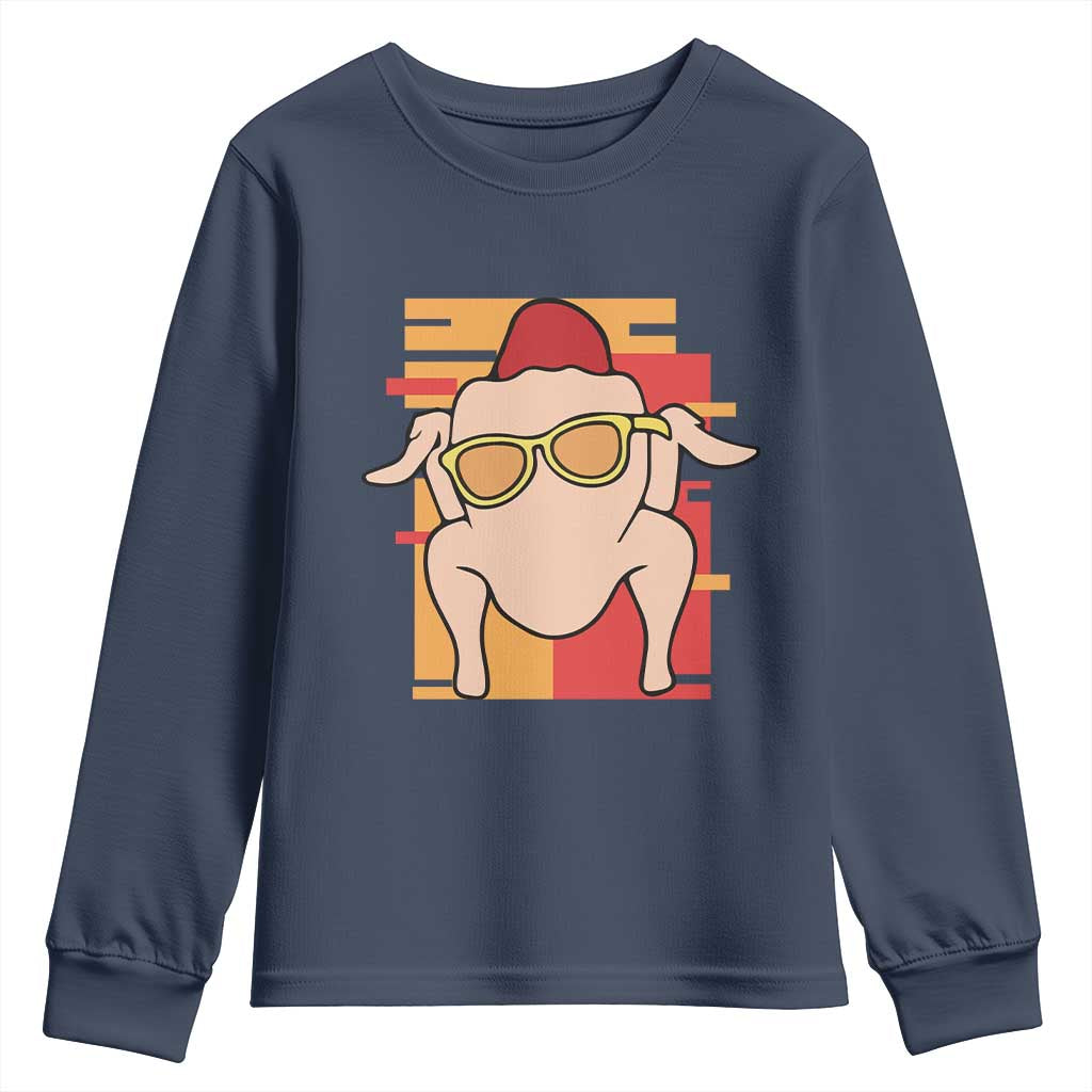 Turkey Thanksgiving Youth Sweatshirt Funny Fall TS10 Navy Print Your Wear