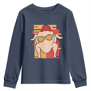 Turkey Thanksgiving Youth Sweatshirt Funny Fall TS10 Navy Print Your Wear