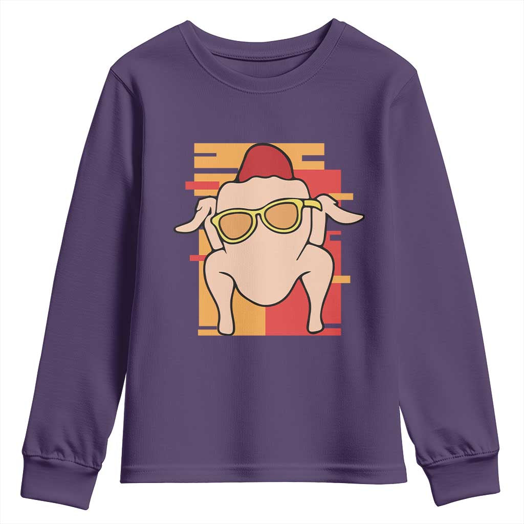 Turkey Thanksgiving Youth Sweatshirt Funny Fall TS10 Purple Print Your Wear