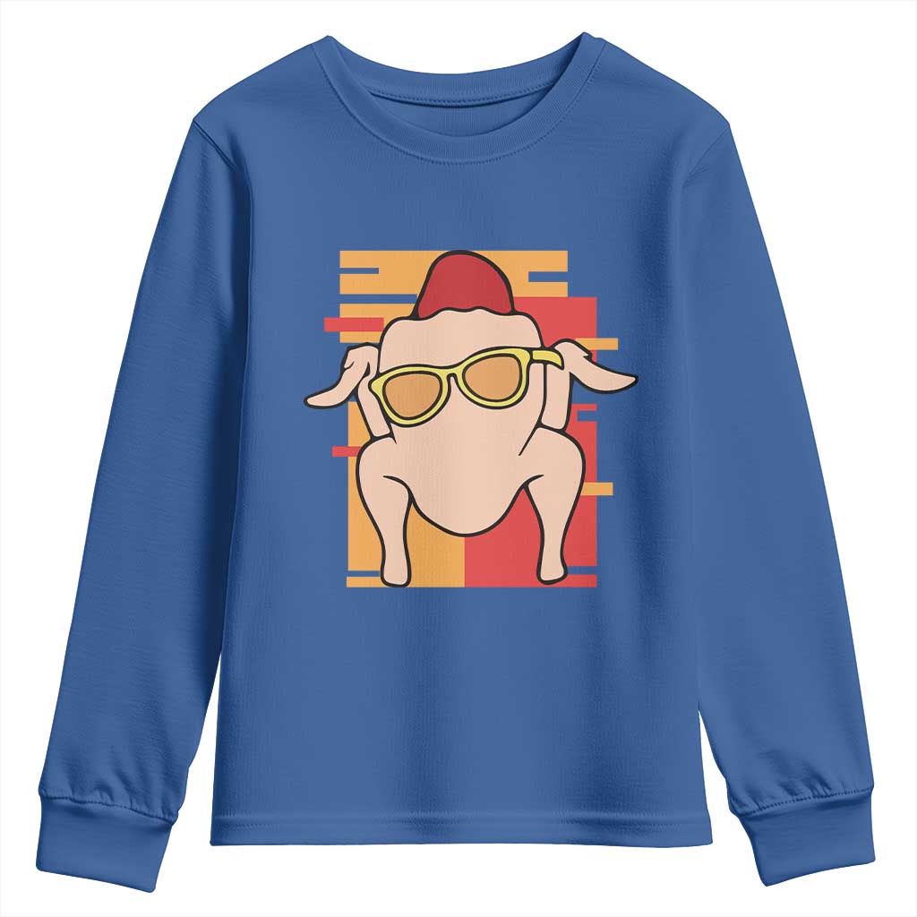 Turkey Thanksgiving Youth Sweatshirt Funny Fall TS10 Royal Blue Print Your Wear