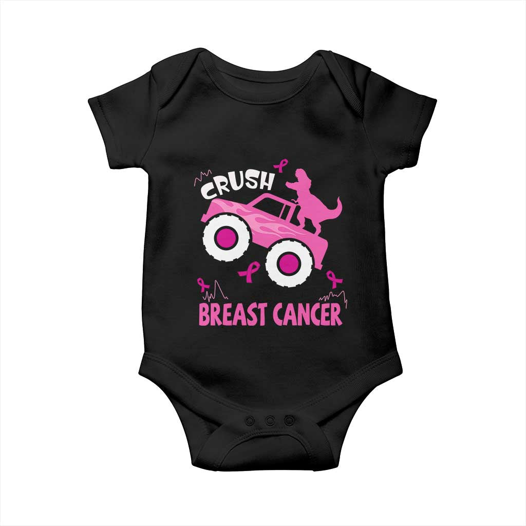 Crush Breast Cancer Awareness Baby Onesie Pink Ribbon Monster Truck Dinosaur TS10 Black Print Your Wear