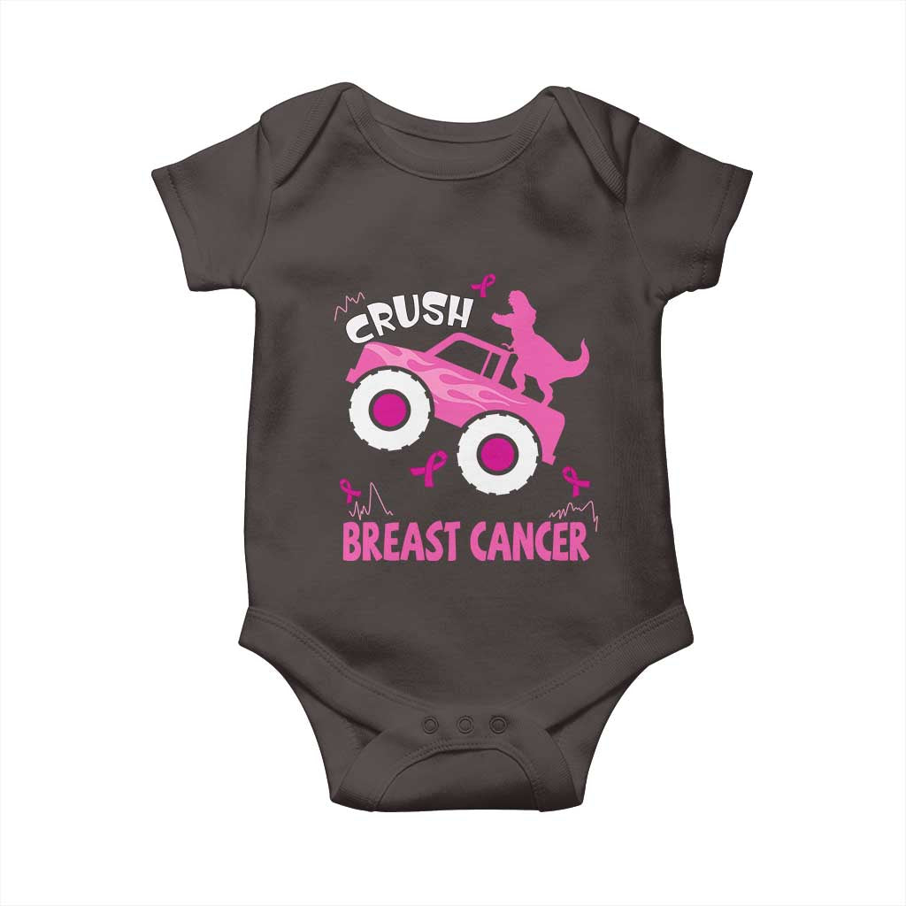 Crush Breast Cancer Awareness Baby Onesie Pink Ribbon Monster Truck Dinosaur TS10 Dark Chocolate Print Your Wear