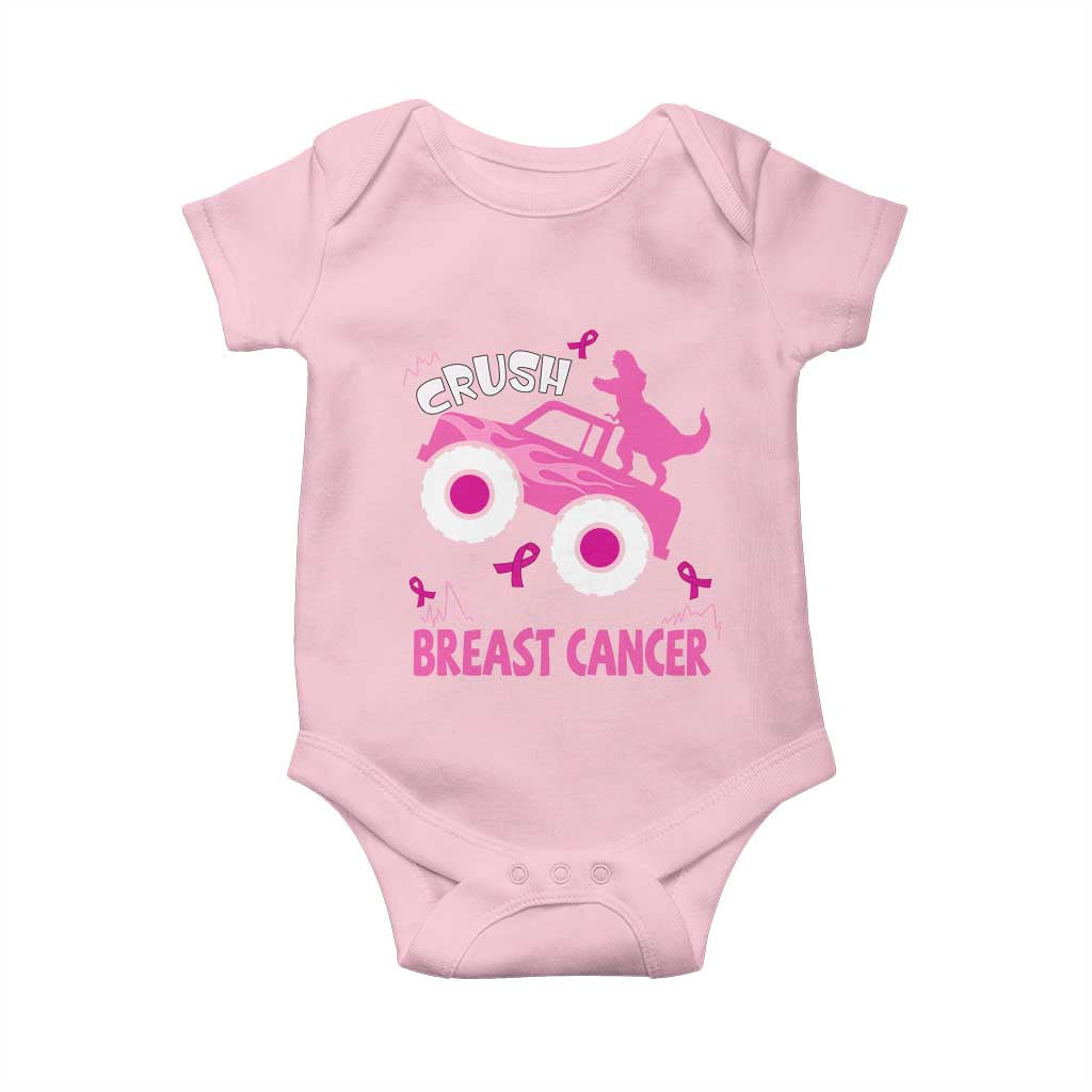 Crush Breast Cancer Awareness Baby Onesie Pink Ribbon Monster Truck Dinosaur TS10 Light Pink Print Your Wear