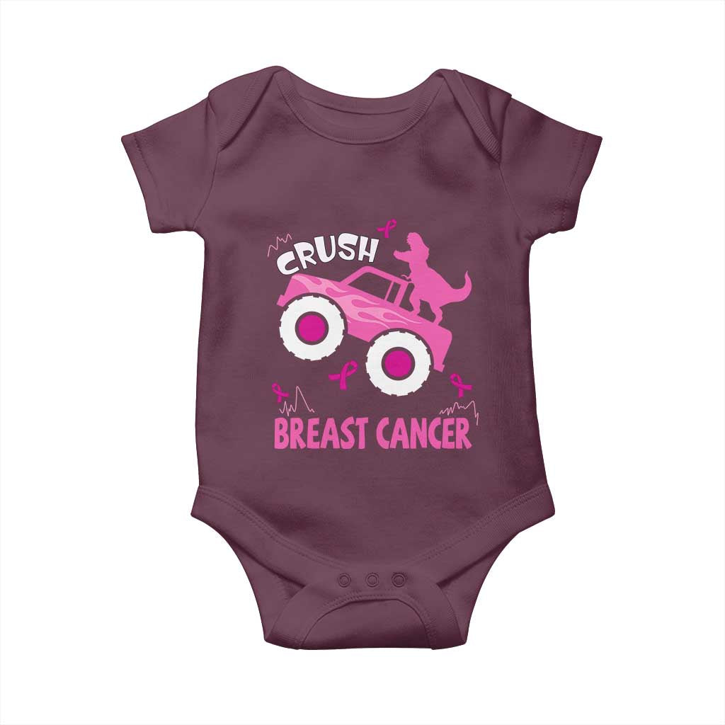 Crush Breast Cancer Awareness Baby Onesie Pink Ribbon Monster Truck Dinosaur TS10 Maroon Print Your Wear