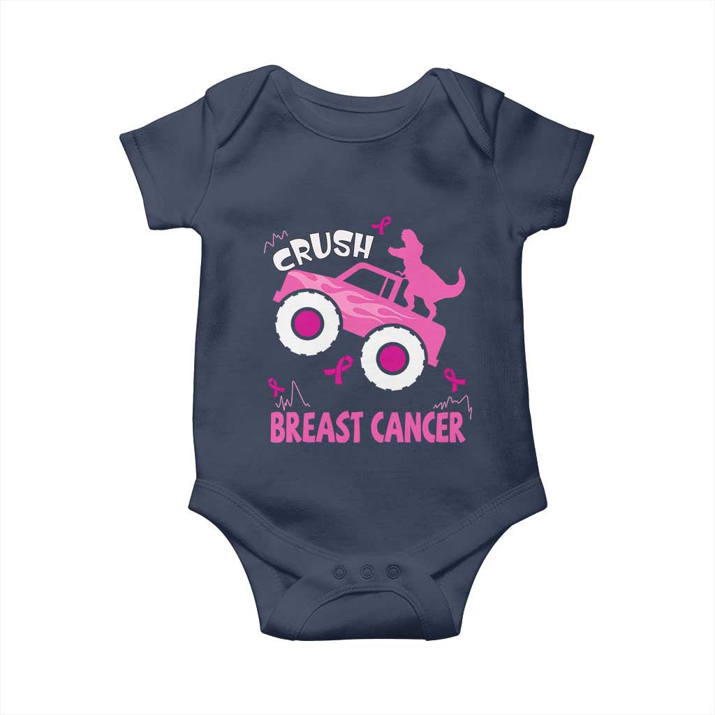 Crush Breast Cancer Awareness Baby Onesie Pink Ribbon Monster Truck Dinosaur TS10 Navy Print Your Wear
