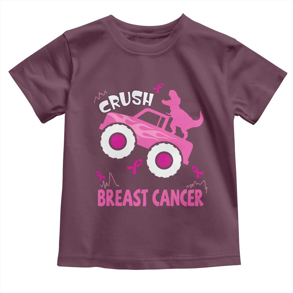 Crush Breast Cancer Awareness Baby Shirt Pink Ribbon Monster Truck Dinosaur TS10 Maroon Print Your Wear