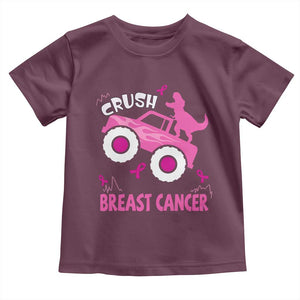 Crush Breast Cancer Awareness Baby Shirt Pink Ribbon Monster Truck Dinosaur TS10 Maroon Print Your Wear