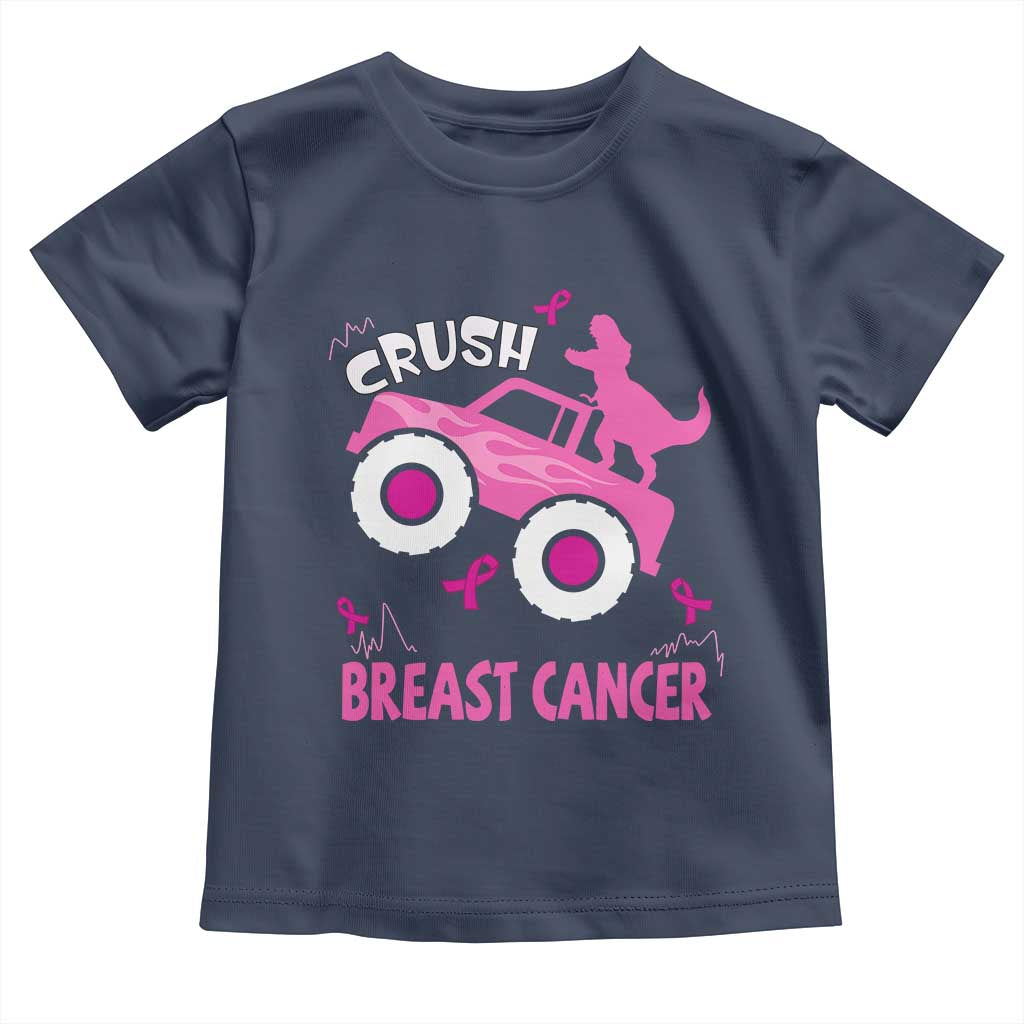 Crush Breast Cancer Awareness Baby Shirt Pink Ribbon Monster Truck Dinosaur TS10 Navy Print Your Wear