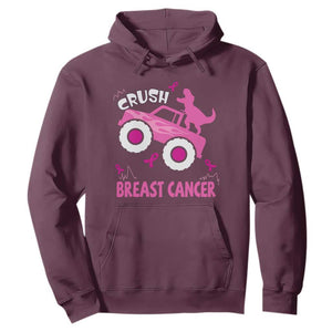 Crush Breast Cancer Awareness Hoodie Pink Ribbon Monster Truck Dinosaur TS10 Maroon Print Your Wear