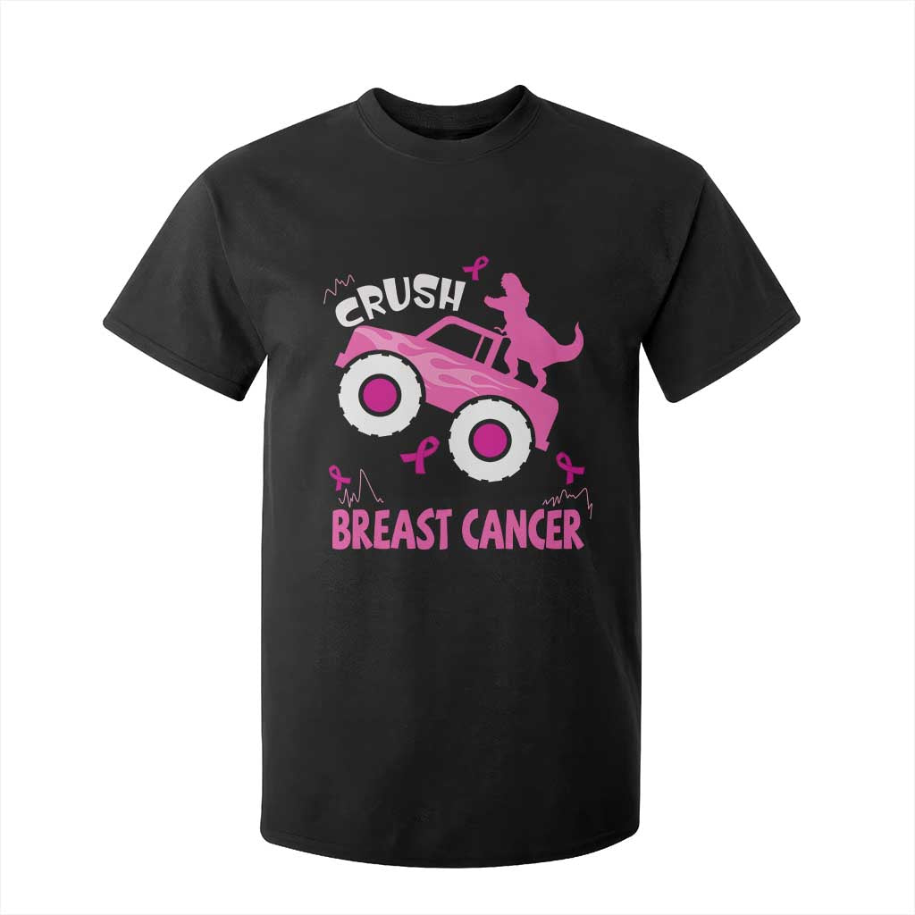 Crush Breast Cancer Awareness T Shirt For Kid Pink Ribbon Monster Truck Dinosaur TS10 Black Print Your Wear