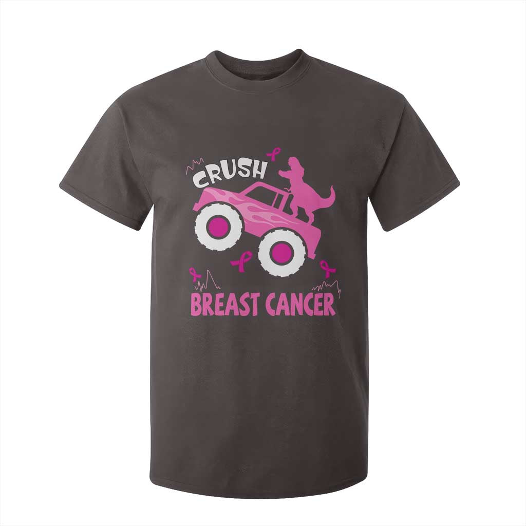 Crush Breast Cancer Awareness T Shirt For Kid Pink Ribbon Monster Truck Dinosaur TS10 Dark Chocolate Print Your Wear