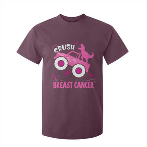 Crush Breast Cancer Awareness T Shirt For Kid Pink Ribbon Monster Truck Dinosaur TS10 Maroon Print Your Wear