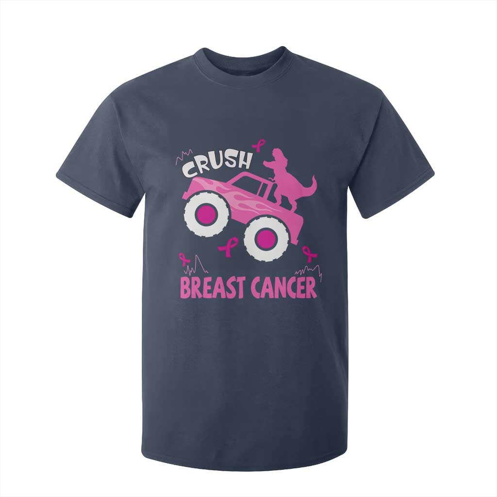 Crush Breast Cancer Awareness T Shirt For Kid Pink Ribbon Monster Truck Dinosaur TS10 Navy Print Your Wear
