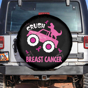 Crush Breast Cancer Awareness Spare Tire Cover Pink Ribbon Monster Truck Dinosaur TS10 No hole Black Print Your Wear