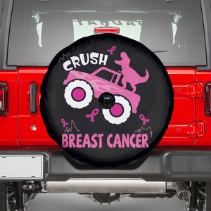 Crush Breast Cancer Awareness Spare Tire Cover Pink Ribbon Monster Truck Dinosaur TS10 Black Print Your Wear