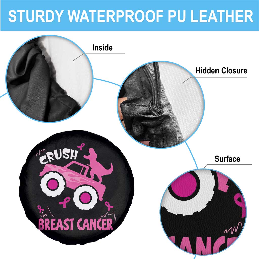 Crush Breast Cancer Awareness Spare Tire Cover Pink Ribbon Monster Truck Dinosaur TS10 Print Your Wear