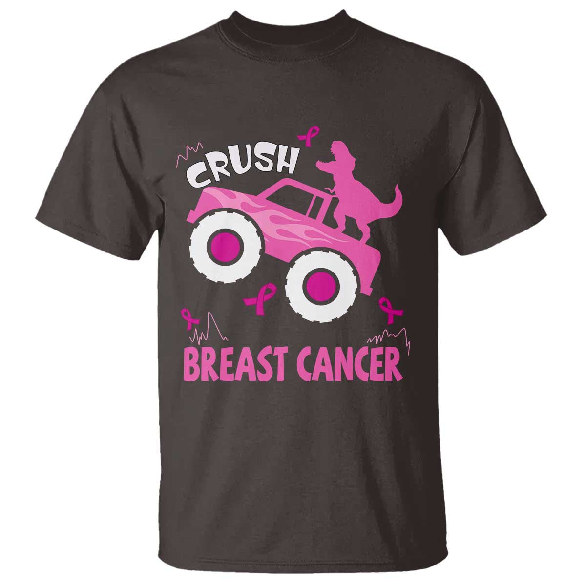 Crush Breast Cancer Awareness T Shirt Pink Ribbon Monster Truck Dinosaur TS10 Dark Chocolate Print Your Wear
