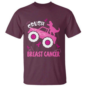 Crush Breast Cancer Awareness T Shirt Pink Ribbon Monster Truck Dinosaur TS10 Maroon Print Your Wear