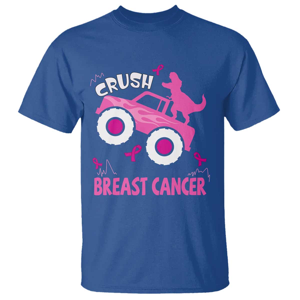Crush Breast Cancer Awareness T Shirt Pink Ribbon Monster Truck Dinosaur TS10 Royal Blue Print Your Wear
