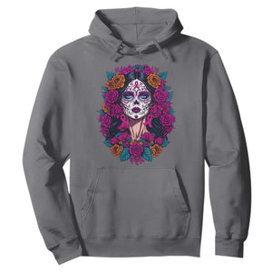 Dia De Los Muertos Catrina Day Of The Dead Sugar Skull Hoodie TS10 Charcoal Print Your Wear