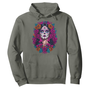 Dia De Los Muertos Catrina Day Of The Dead Sugar Skull Hoodie TS10 Military Green Print Your Wear