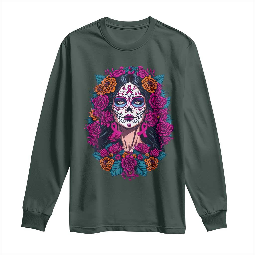 Dia De Los Muertos Catrina Day Of The Dead Sugar Skull Long Sleeve Shirt TS10 Dark Forest Green Print Your Wear