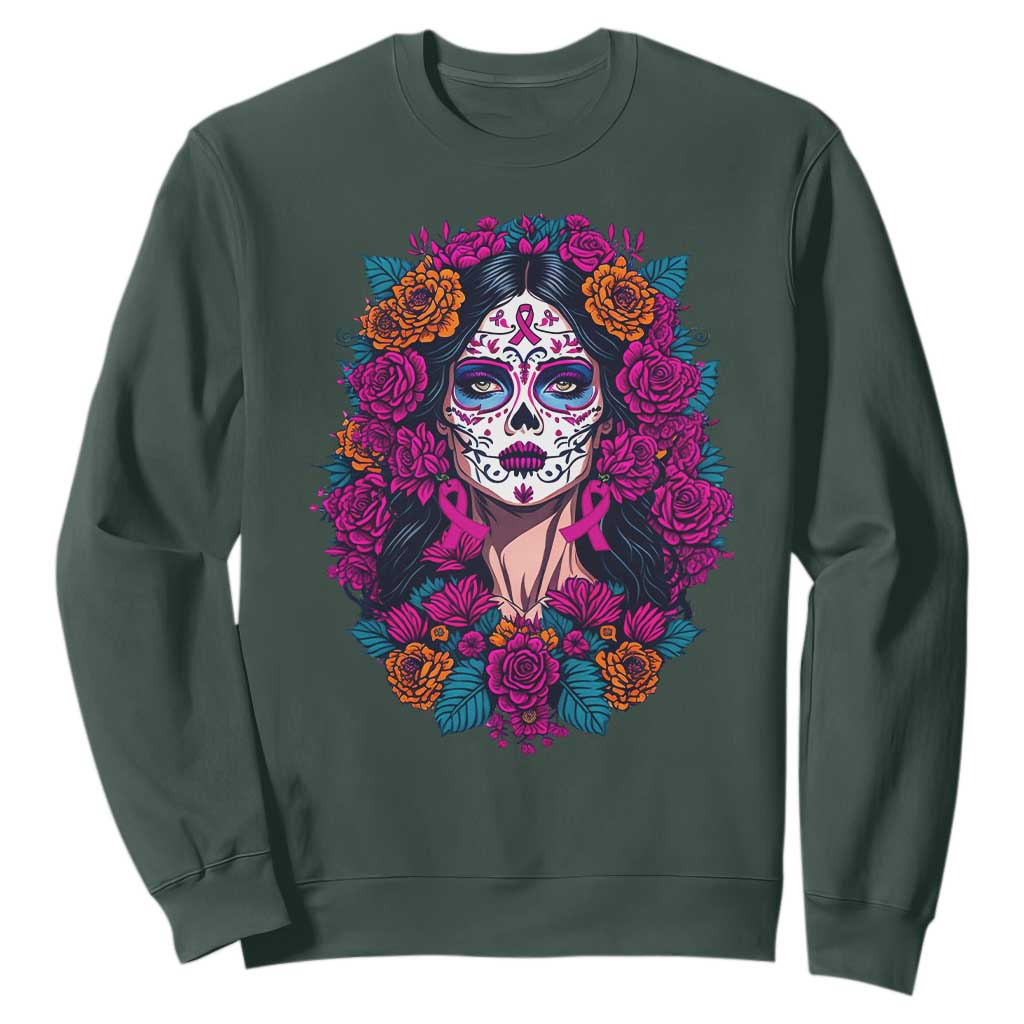 Dia De Los Muertos Catrina Day Of The Dead Sugar Skull Sweatshirt TS10 Dark Forest Green Print Your Wear