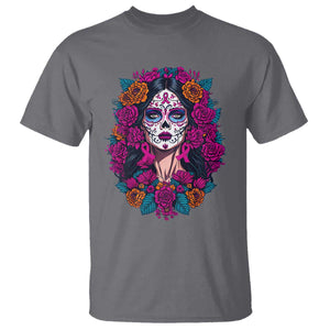 Dia De Los Muertos Catrina Day Of The Dead Sugar Skull T Shirt TS10 Charcoal Print Your Wear