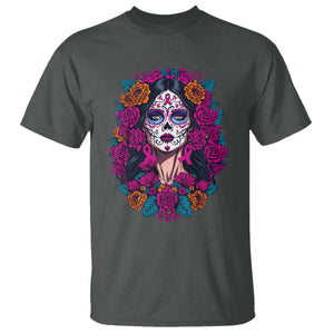 Dia De Los Muertos Catrina Day Of The Dead Sugar Skull T Shirt TS10 Dark Heather Print Your Wear