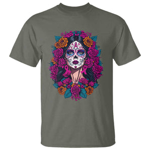 Dia De Los Muertos Catrina Day Of The Dead Sugar Skull T Shirt TS10 Military Green Print Your Wear