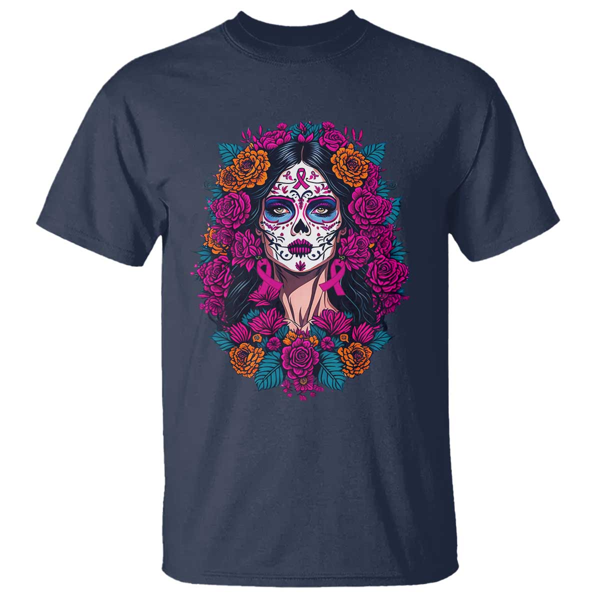 Dia De Los Muertos Catrina Day Of The Dead Sugar Skull T Shirt TS10 Navy Print Your Wear