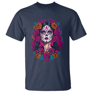 Dia De Los Muertos Catrina Day Of The Dead Sugar Skull T Shirt TS10 Navy Print Your Wear