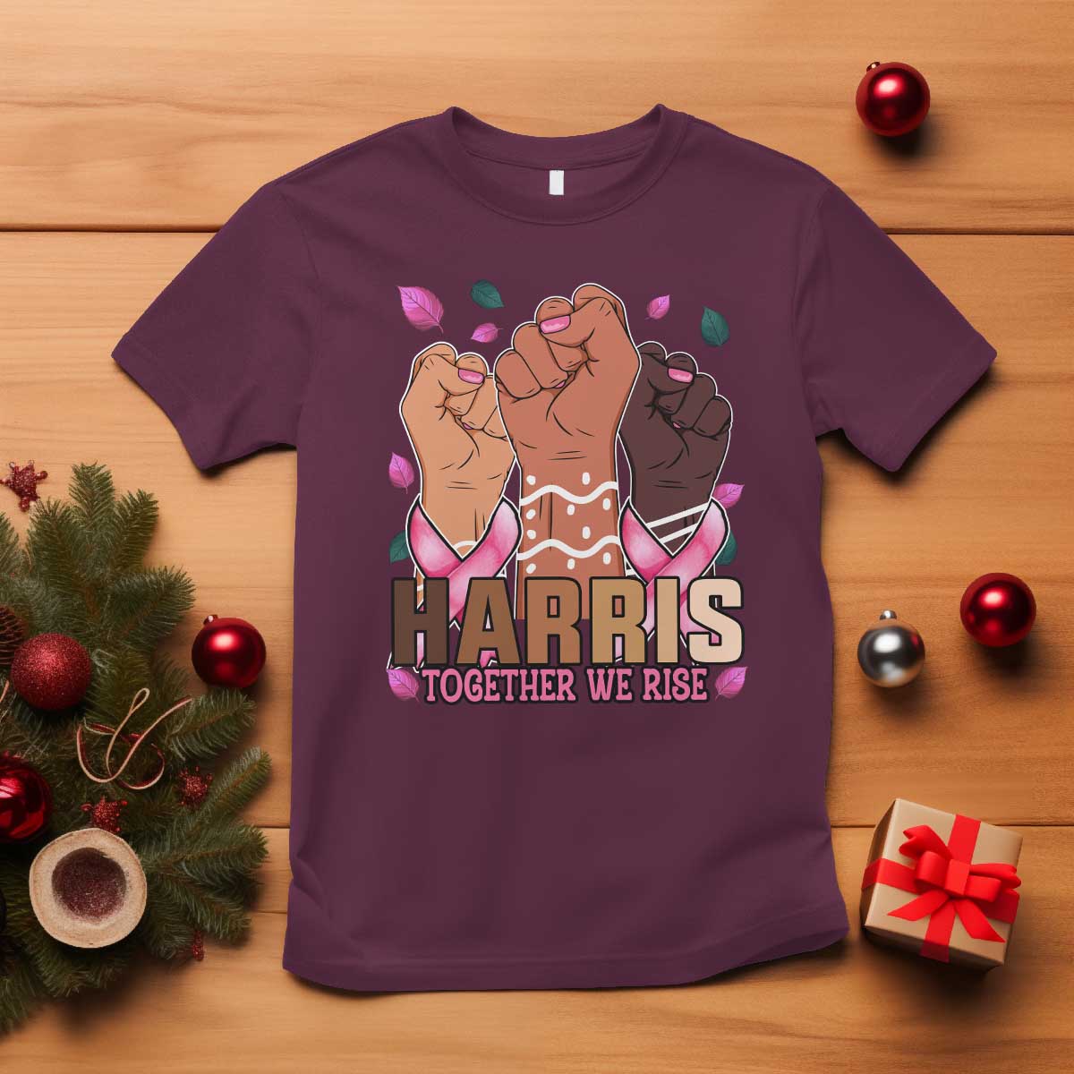 Breast Cancer Awareness Month Kamala Harris T Shirt In October We Wear Pink 2024 Together We Rise TS10 Maroon Print Your Wear
