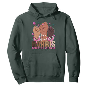 Breast Cancer Awareness Month Kamala Harris Hoodie In October We Wear Pink 2024 Together We Rise TS10 Dark Forest Green Print Your Wear