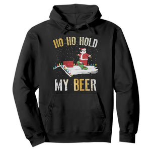 Christmas Beer Hoodie Funny Santa Ho Ho Hold My Beer Skateboard Roof TS10 Black Print Your Wear