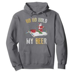 Christmas Beer Hoodie Funny Santa Ho Ho Hold My Beer Skateboard Roof TS10 Charcoal Print Your Wear