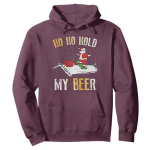 Christmas Beer Hoodie Funny Santa Ho Ho Hold My Beer Skateboard Roof TS10 Maroon Print Your Wear