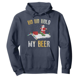 Christmas Beer Hoodie Funny Santa Ho Ho Hold My Beer Skateboard Roof TS10 Navy Print Your Wear