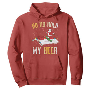 Christmas Beer Hoodie Funny Santa Ho Ho Hold My Beer Skateboard Roof TS10 Red Print Your Wear