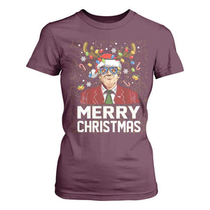 Funny Trump Xmas T Shirt For Women Merry Christmas Santa TS10 Maroon Print Your Wear